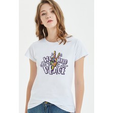 Qivi We Need All Peace Baskılı Beyaz Kadın Tshirt