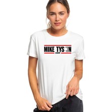 Qivi Mike Tyson Academy Baskılı Beyaz Kadın Tshirt
