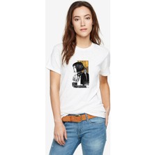 Qivi Leon & Mathilda The Professional Sevginin Baskılı Beyaz Kadın Tshirt