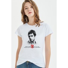 Qivi Tony Montana Baskılı Beyaz Kadın Tshirt