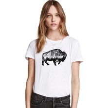 Qivi Silhouette Buffalo Kadın Beyaz Tshirt