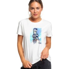 Qivi Anime Fairy Tail Glass Guild Emblem Baskılı Beyaz Kadın Tshirt