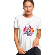 Qivi Anime Tokyo Ghoul Touka Kirishima Baskılı Beyaz Kadın Tshirt