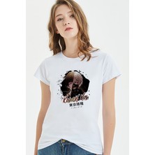 Qivi Anime Tokyo Ghoul Kaneki Manga Baskılı Beyaz Kadın Tshirt