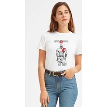Qivi God Of War Kratos Baskılı Beyaz Kadın Tshirt