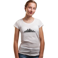 Qivi Silhouette New York City Kadın Beyaz Tshirt