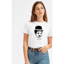 Qivi Charlie Chaplin Kadın Beyaz Tshirt