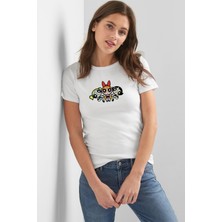 Qivi Powerpuff Girls Gang 3 Kadın Beyaz Tshirt