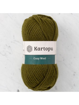 Kartopu Cozy Wool K410 Haki Yeşil %25 Yün Karışımlı Kalın Örgü Ipi