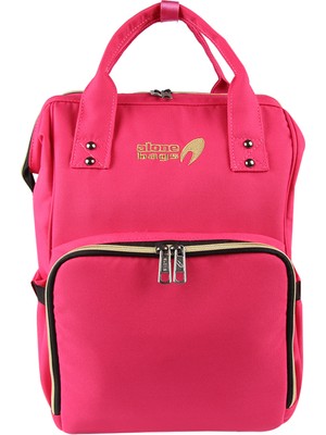 Alone Anne Bebek Bakım Çantası 9317 Fuşya  Su Geçirmez Kumaş Bebek Bakım Sırt Çantası