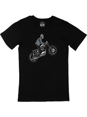 Cix Motorcu Kuru Kafa Siyah Tişört
