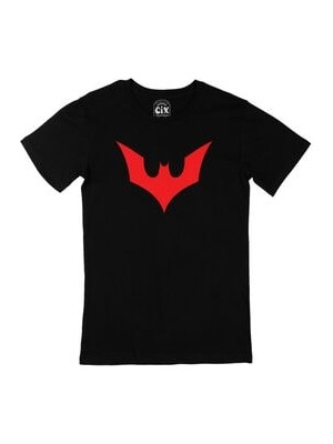 Cix Kırmızı Batman Logolu Siyah Tişört
