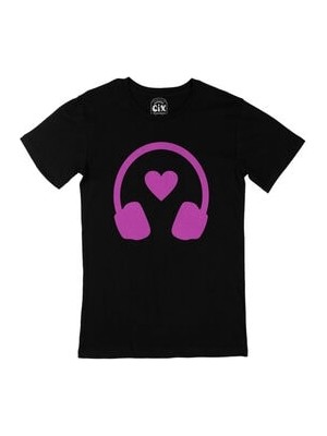 Cix Pembe Müzik Aşkı Siyah Tişört
