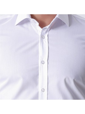 Ottomoda Klasik Uzun Kollu Regular Fit Erkek Beyaz Gömlek, OT-CP-20104
