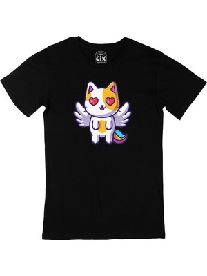 Cix Unicorn Kedi Siyah Tişört