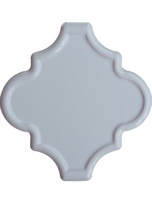 Can Seramik 12 x 12 cm Beyaz Arabesk Desenli Kabartmalı Çini Karo (5'li 1 Paket)