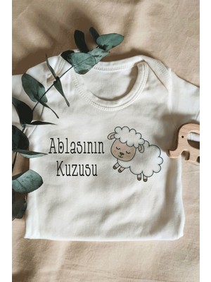 Limon Bebek Beyaz Ablasının Kuzusu Yazılı Kısa Kol Body