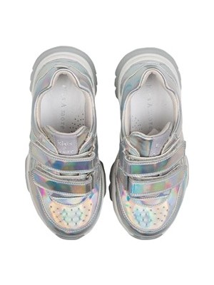 Catey Çift Cırtlı Pu Deri Kız Çocuk Sneaker Gümüş