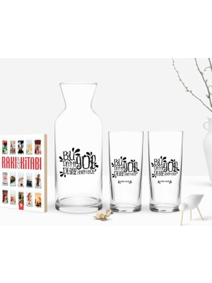 BK Kişiye Özel Renkli Baskılı Yeşilçam Replikleri Bu Da Mı Gol Değil Tasarımlı Ikili Rakı Bardağı Karaf ve Cep Kitabı Hediye Seti-2