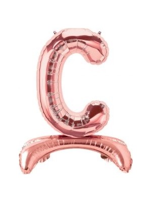 Parti Sürprizi Ayakta Durabilen Rose Gold C Harf Folyo Balon