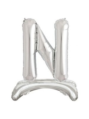 Parti Sürprizi Ayakta Durabilen Gümüş N Harf Folyo Balon