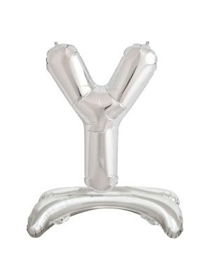 Parti Sürprizi Ayakta Durabilen Gümüş Y Harf Folyo Balon