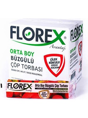 Florex Büzgülü Çilek Kokulu Orta Boy Çöp Torbası 250'LI
