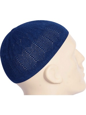 Safir Ince Örme Dantel Namaz Takkesi Lacivert 1 Adet