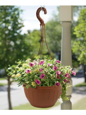 Nigarden NG1800 Ahşap Görünümlü Makrome Saksı 3 Askılı 18 cm