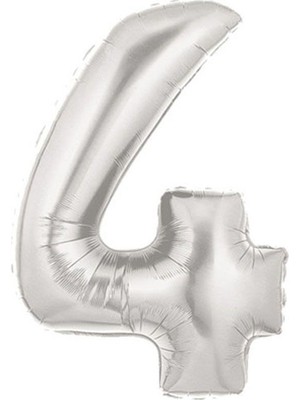 Tam İthalat Parti Şekilli Supershape Silver Rakam Folyo Balon 4 Numara