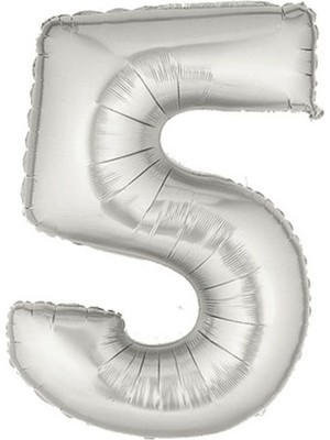Tam İthalat Parti Şekilli Supershape Silver Rakam Folyo Balon 5 Numara