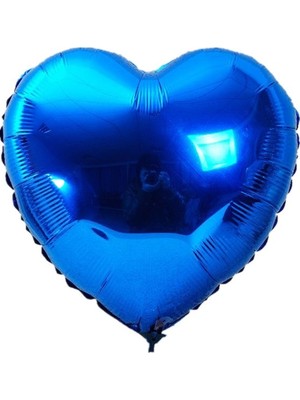 Tam İthalat Parti Malzemesi Kalp Balon Folyo Mavi 60 cm 24 Inç