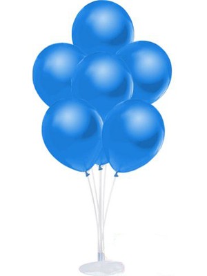 Tam İthalat Parti Malzemesi Balon Standı 10 Adet Sedefli Metalik Mavi Balon Seti