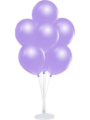 Tam İthalat Parti Balon Standı 10 Adet Sedefli Metalik Lila Balon Seti