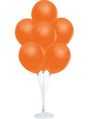 Tam İthalat Parti Balon Standı 10 Adet Sedefli Metalik Turuncu Balon Seti