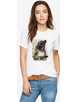 Qivi Call Of Duty5 Baskılı Beyaz Kadın Tshirt