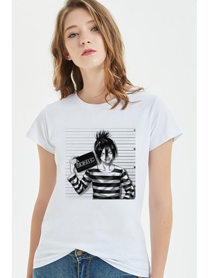 Qivi Anime One Punch Man Sonic Baskılı Beyaz Kadın Tshirt