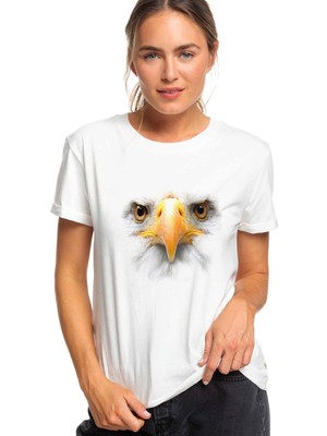 Qivi White Eagle Baskılı Beyaz Kadın Tshirt