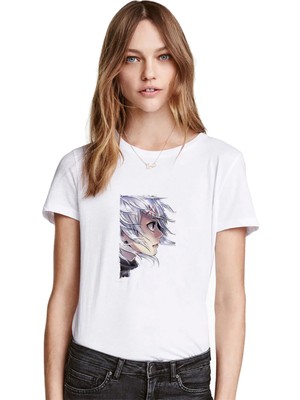 Qivi Anime Tokyo Ghoul Anteiku Baskılı Beyaz Kadın Tshirt