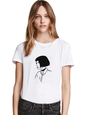 Qivi The Professional Mathilda Leon Sevginin Gücü Baskılı Beyaz Kadın Tshirt