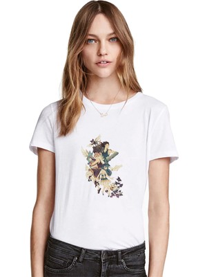 Qivi Anime Fairy Tail Glass Guild Emblem Baskılı Beyaz Kadın Tshirt
