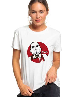 Qivi Fck Baskılı Beyaz Kadın Tshirt