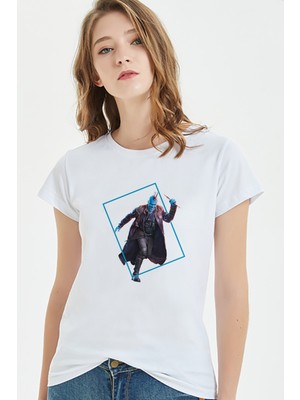 Qivi Yondu Star L Baskılı Beyaz Kadın Tshirt