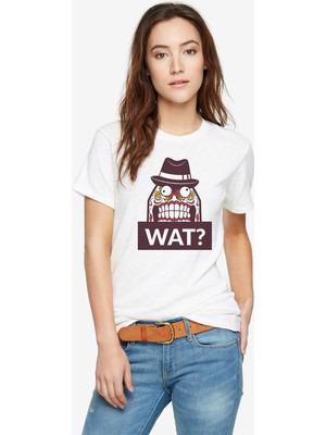 Qivi Wat Baskılı Beyaz Kadın Tshirt