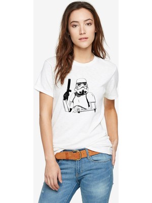 Qivi Darth Vader St2 Baskılı Beyaz Kadın Tshirt