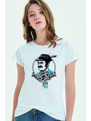 Qivi Gardrop Fuat Baskılı Beyaz Kadın Tshirt