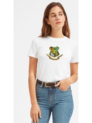 Qivi Renkli Baskılı Tshirt Baskılı Beyaz Kadın Tshirt