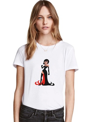 Qivi Samurai Jack Baskılı Beyaz Kadın Tshirt
