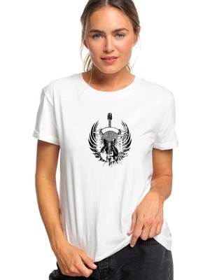 Qivi Guitar Rock Music Vector Guitar Baskılı Beyaz Kadın Tshirt