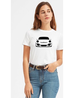 Qivi Porsche Baskılı Beyaz Kadın Tshirt